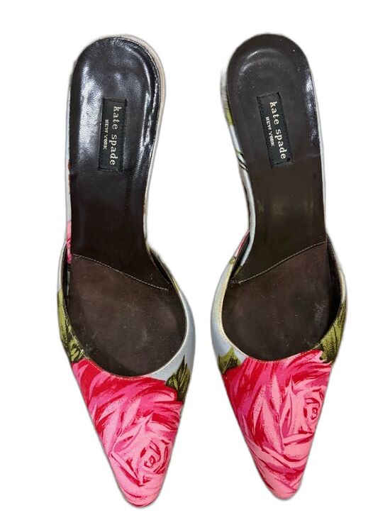 kate spade Shoes - Vintage Kate Spade New York Satin Floral Print Kitten Heels Shoes Size 6